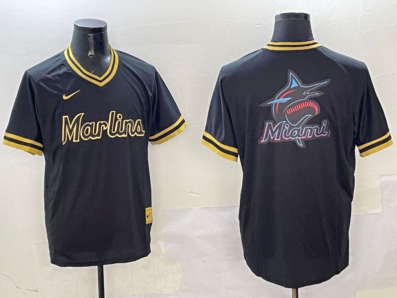Men Miami Marlins Blank Black Gold Game 2025 Nike MLB Jersey style 2->miami marlins->MLB Jersey